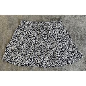 Women's Gap Floral Skirt Size Large Blue White Fit and Flare Rayon w/ Pockets